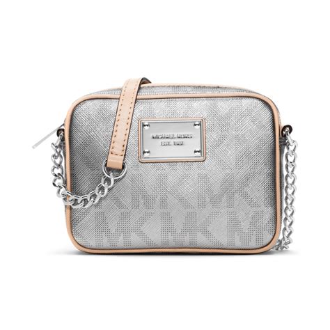 michael kors metallic purse|silver crossbody bag designer.